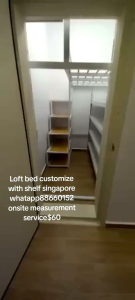 Loft bed +shelf customize singapore /bomb shelter /unity/store room loft bed customize/helper room bed /kids room bed