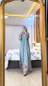 K-FASHION Gamis Set Hijab Terbaru Viral Baju Outfit Dewasa Kekinian Mewah Busanan Wanita Muslim Premium Model Baru BELA