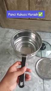 STEAMER KUKUSAN MINI PANCI SUSU 16cm STAINLES TUTUP KACA PlUS ENTONG NASI