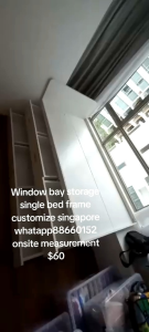 Window bay storage bed single size customize singapore