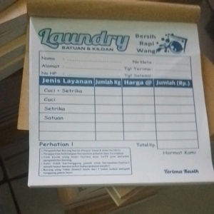 nota laundry 1 ply HVS 70 gram ukuran 1/6 folio.( 11 x 105 cm ) isi 50 / buku.Readystock