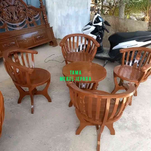 kursi tamu jati minimalis motif mangkok (4 kursi dan 1 meja)