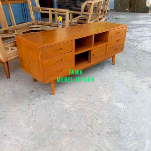 Meja TV Jati Model Minimalis Berbahan Kayu Jati