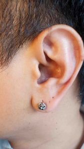 Chrome Hearts Sterling Silver 925 เครื่องประดับเงินแท้ ต่างหู Cross Ball Stud Earring - Code: CED016