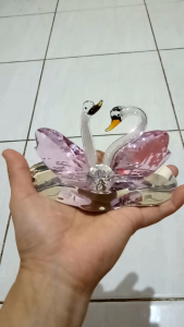 Pajangan Double Angsa Crystal Daimond Premium Pink
