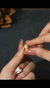 Kalung Titanium wanita plus liontin Kacang Gold RoseGold  dan silver anti karat anti luntur