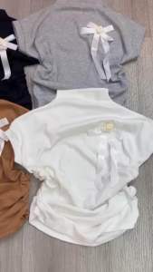 ÁO THUN CỔ TRÒN BODY ĐÍNH NƠ [Ảnh chụp]