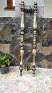 Handle Pintu Rumah Kuningan Antik Motif Bintang Ukir 100 cm 2 Pcs