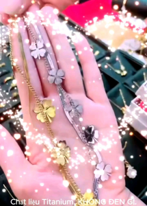 LẮC TAY TITAN CỎ 4 LÁ MAY MẮN 🍀🍀- TITAN CHUẨN LOẠI 1 KO ĐEN