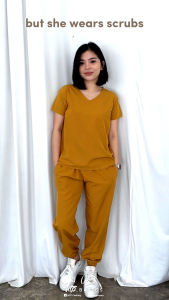 HTP Basics Womens Unifit Scrub Suit (Work Basics Top and Sweatpants Set) Frontliners Uniform