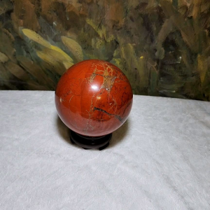 10cm Premium Red Jasper globe / ball with natural Giraffe & Tree patterns 1.5公斤红碧玉球鸿运当头帶天然长颈鹿与树天然图形