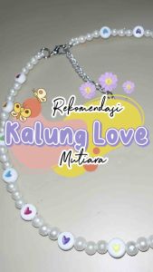 Tasya Love Pearl Korean Necklace Kalung Hati Mutiara Cinta Heart Beads Manik Korean Style