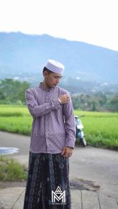 Kemko Sultan Embos Kasual Mandarin Terbaru 2023 Pakaian Muslim Pria Motif Hexcagon