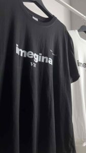 Vone ส่งไวจากไทย 2024 เสื้อยืด Oversize สีไม่ตก ทรงหลวม ไม่ติดหน้าท้อง มี2เนื้อผ้าให้เลือกซื้อ สกรีน IMEGINA สไตล์มินิมอล #S100