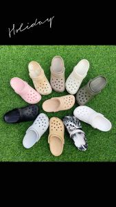 [Hàng nguyên không lỗi cắt - màu trơn] Dép crocs nam nữ dép đi chơi đi biển bao đẹp tặng kèm 10 sticker trang trí