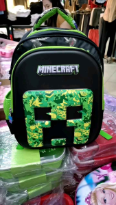 Minecraft 14 Inches Creeper Design Backpack for Kids Black with Green Accents Perfect for School and Daily Use