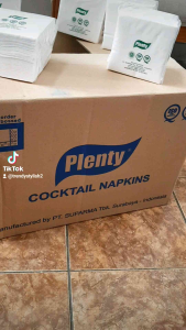 1 Dus Plenty Tissue Cocktail Napkins Border Emboss || 1Dus = 48 packs