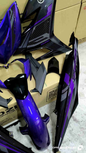 Coverset Y15 zr V2 Velozi Exciter RC Purple Black itam purple siap sticker tanam
