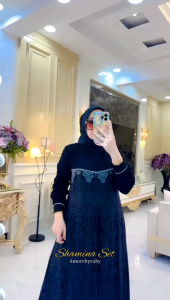 bintang Exlusive set hijab gamis motif simple produk Amore by ruby edisi shamina dress