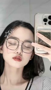 Kính vuông to thời trang nam nữ khung kim loại cá tính kết hợp nhựa dẻo 22046A