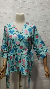 pichy....clothing floral shirt layered armเสื้อแขนชั้นๆลายดอกผูกโบว์เอว