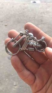 Móc khoá thủ công Inox 304 hình dáng xe Harley-Davidson