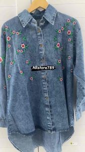 FLORY TOP / KEMEJA JEANS BORDIR WANITA