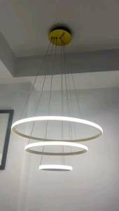 Lampu Gantung Modern Void 3 Cincin/ Ring Full Led / 60+ 40+ 20cm Ruang Utama Hall Keluarga Hotel Restoran K. Tidur R. Rapat