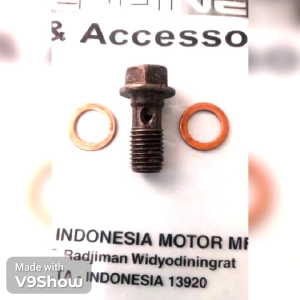 baut 1 pcs +2 ring tembaga kuningan kaliper cakram rem motor