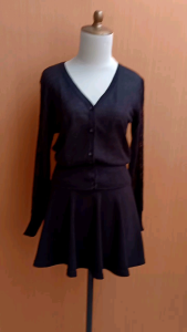 atasan cardigan wanita hitam rajut MIAO MIAO cewek M L lengan panjang lace vneck
