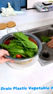 Drain Plastic Vegetable Washing Basin Kitchen Fruit Plate Living Room Sink Hook Fruit Vegetable Basket Kitchen Accessories