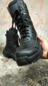 sepatu PDL kulit aslii dinas tni ujung besi lapangan | sepatu pdl tali double resleting | sepatu safety boots lapangan