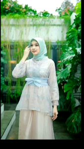 Gamis Kebaya Modern Wanita Mewah Pita Ikat Dalaman Gamis Lebaran Silk Brokat Organza Ashwiza