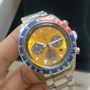 Seiko Prospex SPEEDTIMER Solar Sports Mens Watch Japan Orange Metal Strap 41.4mm (SSC947P1)