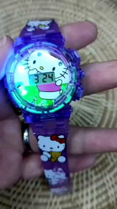นาฬิกาเด็ก มีเสียงดนตรี มีไฟกระพริบ สีสันสดใสน่ารัก สายยางเรซิ่น ระบบดิจิตอล เพลงเพลงเพลง