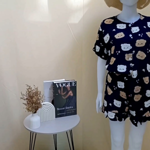 Setelan Pendek Busui Friendly Kancing Depan Bahan Rayon Premium