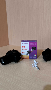ENDORA lampu senter kepala LED ZOOM 60 watt rechargeable tipe C Cahaya putih