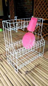 Rak Piring Besi Susun 3 + Tempat Gelas / Rak Piring Gantung / Rak Wastafel / Rak Gantung