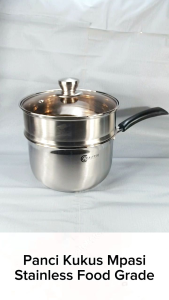 Alat Kukus Makanan Serbaguna Panci Kukusan Kecil Stainless steel Tutup Kaca Dandang Kukus Kecil 20cm - Calypso