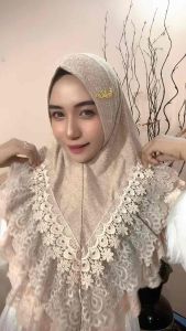 Jilbab instan Nitta bergo renda susun mewah by FO hijab wanita muslim