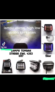 Lampu tembak sorot LED CWL 6 mata cr7 plus strobo flash buat semua Motor Universal