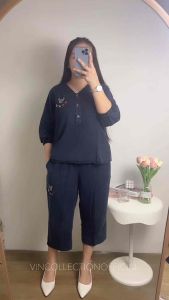 5341 SETELAN 7/8 JEANS BORDIR MICKEY WANITA|ONE SET JEANS|SETELAN CELANA 7/8|SETELAN LD108