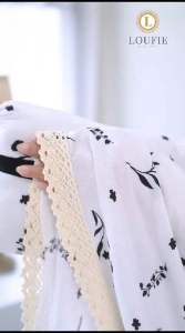 LOUFIE - Mukena Dewasa Rayon Printing motif Bunga 2 in 1 Renda Rajut Premium Jumbo