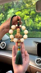 Vòng liên hoa Phật Thích Ca gỗ hoàng dương trang trí xe oto khánh treo gương chiếu hậu oto mang lại bình an may mắn