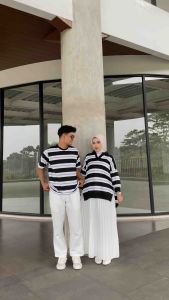 Couple Jennie Kerah V Stripe - Baju Pasangan Atasan Kasual Setripe