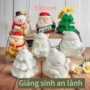 Bộ tượng tô màu mẫu Noel 5con siêu xình từ 8cm kem màu và cọ-BigLove