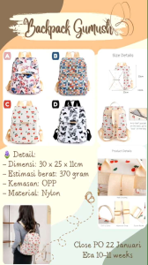 GMB Tas Backpack Wanita Gumush - Tas Ransel Wanita Lucu- Tas & Travel