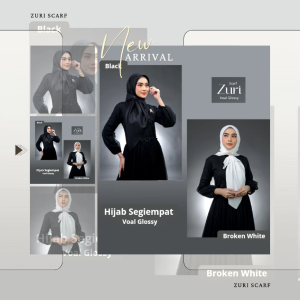 Hijab Jilbab Segi Empat Arrafi Terbaru Zuri Scarf Voal Glossy Cocok untuk Kondangan COD