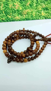 ❤️ INEZ CRAFT ❤️ Tasbih Tijani Kayu Kelor Emas 8mm Full Benang Rajut T43
