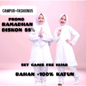 Setelan Gamis Anak Putih Setelan Gamis Putih Free Hijab